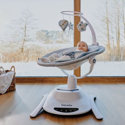 Lionelo - Babygynge med melodi BELLA Grey Concrete + fjernbetjening