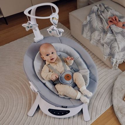 Lionelo - Babygynge med melodi BELLA Grey Concrete + fjernbetjening