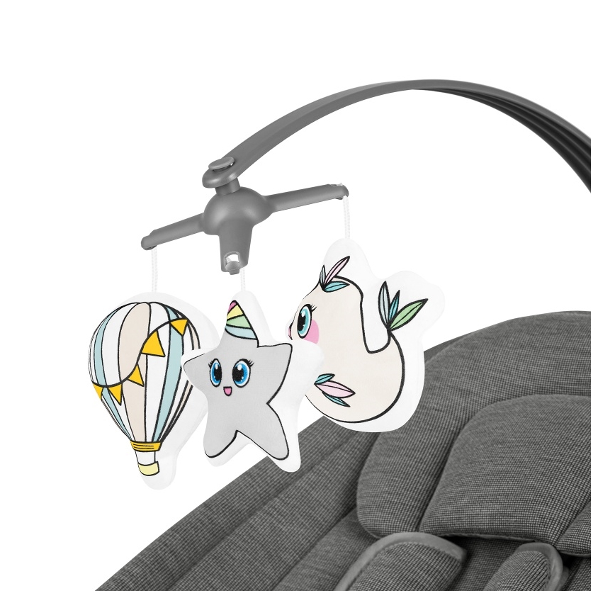 Lionelo - Babygynge med melodi BLOSSOM Grå beton + fjernbetjening