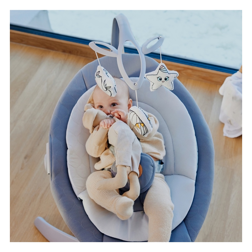 Lionelo - Babygynge med melodi MELL Grey Stone 4xAA + fjernbetjening