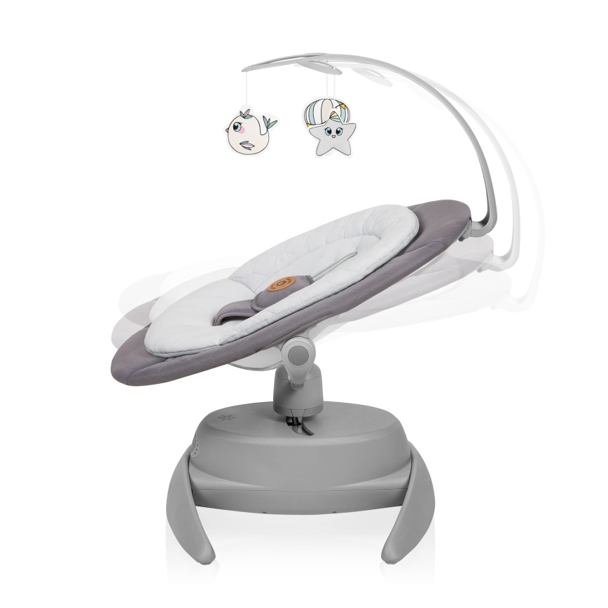 Lionelo - Babygynge med melodi MELL Grey Stone 4xAA + fjernbetjening