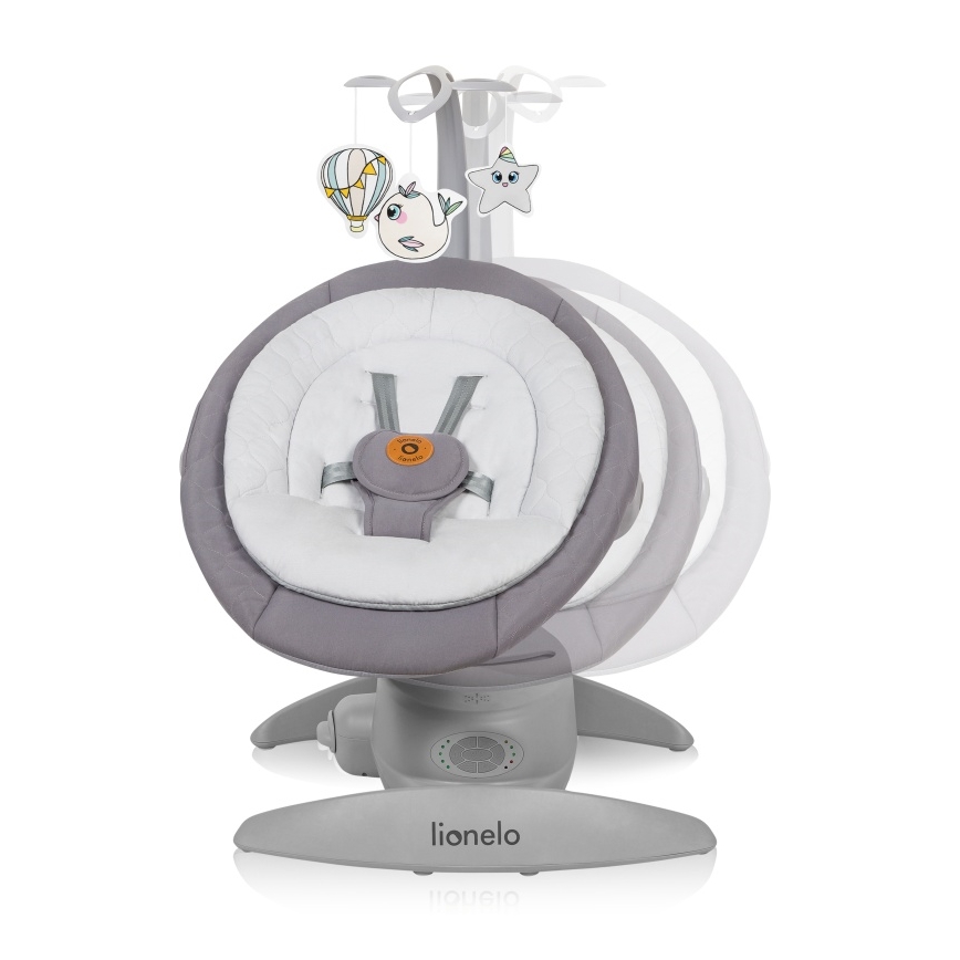 Lionelo - Babygynge med melodi MELL Grey Stone 4xAA + fjernbetjening