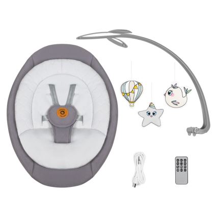 Lionelo - Babygynge med melodi MELL Grey Stone 4xAA + fjernbetjening