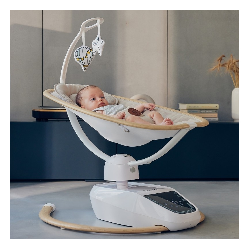 Lionelo - Babygynge med melodi OLIVIA Beige Natur + fjernbetjening