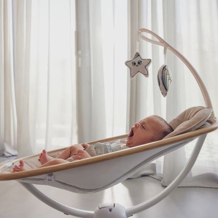 Lionelo - Babygynge med melodi OLIVIA Beige Natur + fjernbetjening