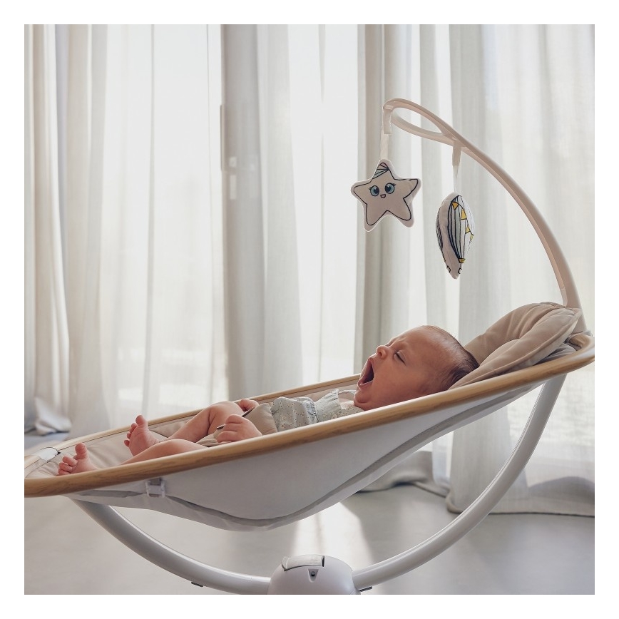 Lionelo - Babygynge med melodi OLIVIA Beige Natur + fjernbetjening