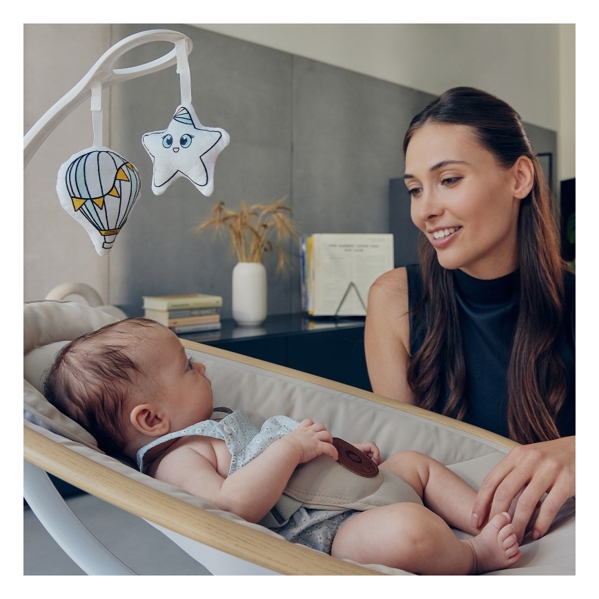 Lionelo - Babygynge med melodi OLIVIA Beige Natur + fjernbetjening