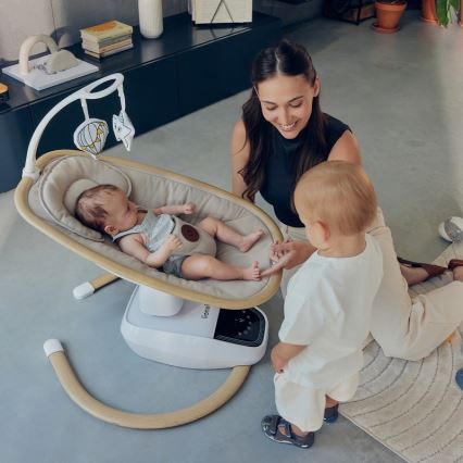 Lionelo - Babygynge med melodi OLIVIA Beige Natur + fjernbetjening