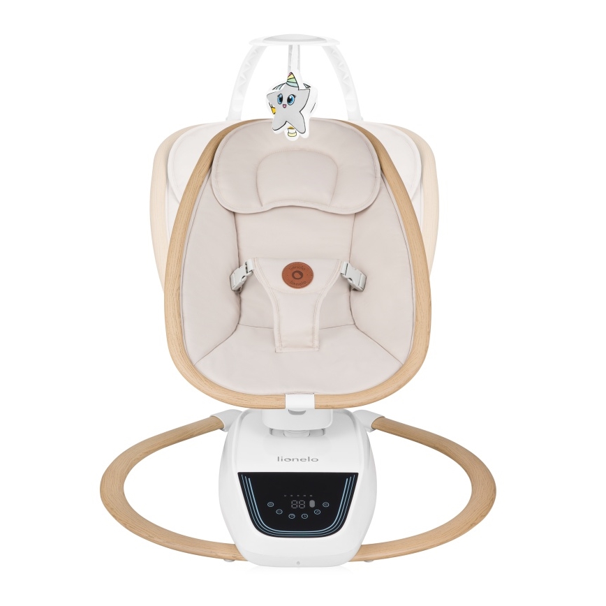 Lionelo - Babygynge med melodi OLIVIA Beige Natur + fjernbetjening