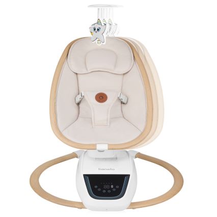 Lionelo - Babygynge med melodi OLIVIA Beige Natur + fjernbetjening