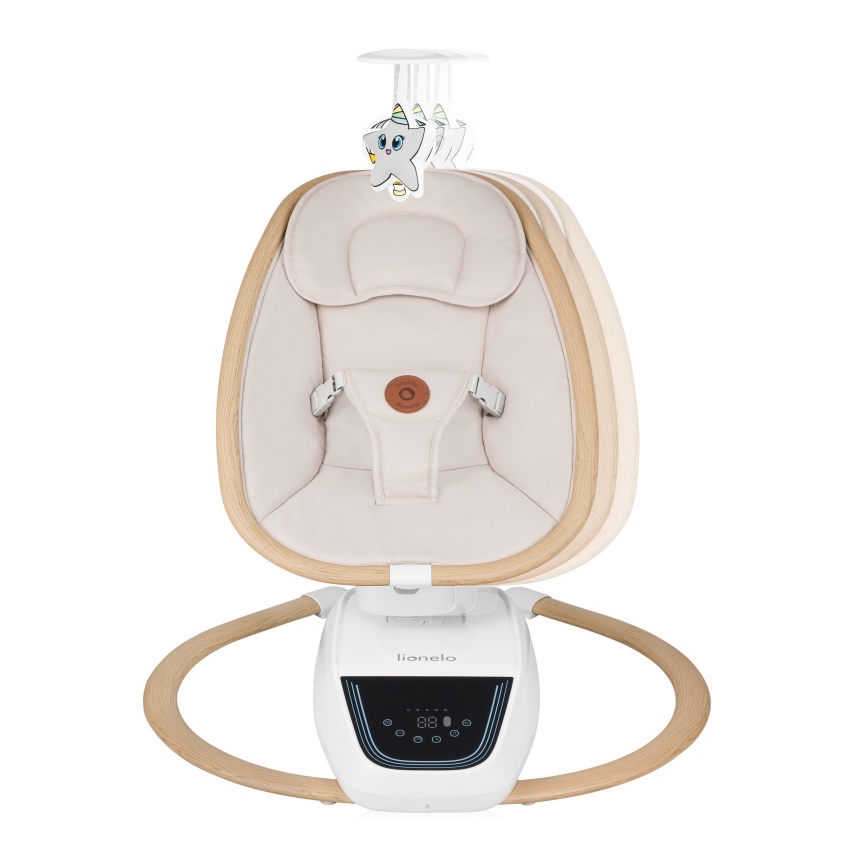 Lionelo - Babygynge med melodi OLIVIA Beige Natur + fjernbetjening