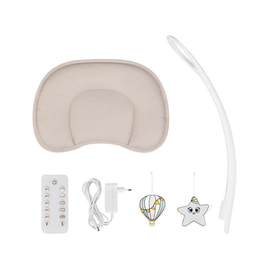 Lionelo - Babygynge med melodi OLIVIA Beige Natur + fjernbetjening