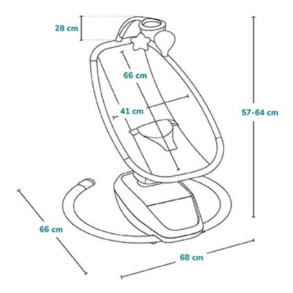 Lionelo - Babygynge med melodi OLIVIA Beige Natur + fjernbetjening
