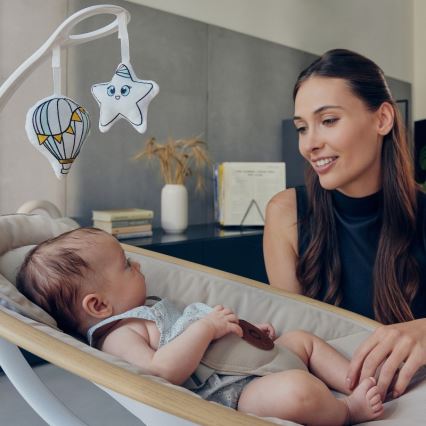 Lionelo - Babygynge med melodi OLIVIA Beige Natural + fjernbetjening