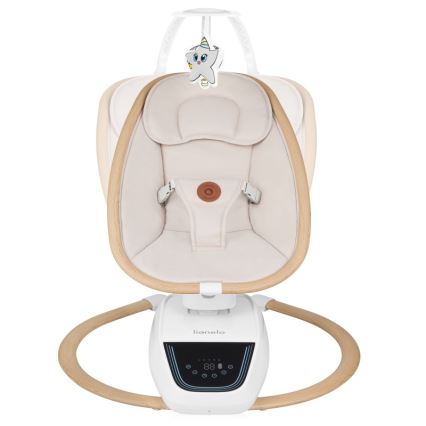 Lionelo - Babygynge med melodi OLIVIA Beige Natural + fjernbetjening