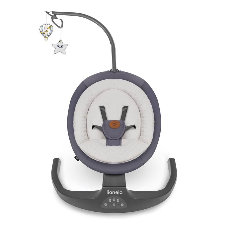 Lionelo - Babygynge med melodi RALF 4xAA Grå grafit + fjernbetjening