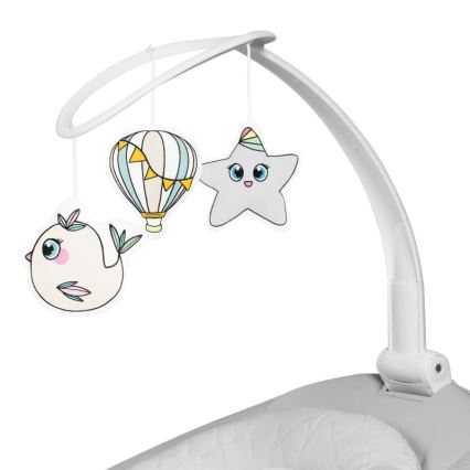 Lionelo - Babygynge med melodier BELLA Grey Concrete + fjernbetjening