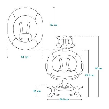 Lionelo - Babygynge med melodier BELLA Grey Concrete + fjernbetjening