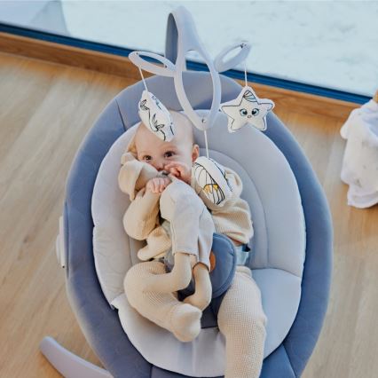 Lionelo - Babygynge med musik MELL Grey Stone 4xAA + fjernbetjening