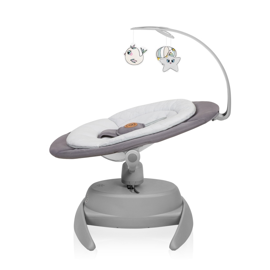 Lionelo - Babygynge med musik MELL Grey Stone 4xAA + fjernbetjening