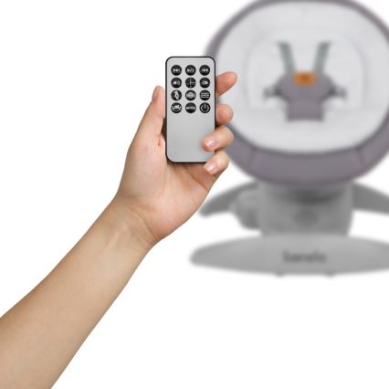 Lionelo - Babygynge med musik MELL Grey Stone 4xAA + fjernbetjening