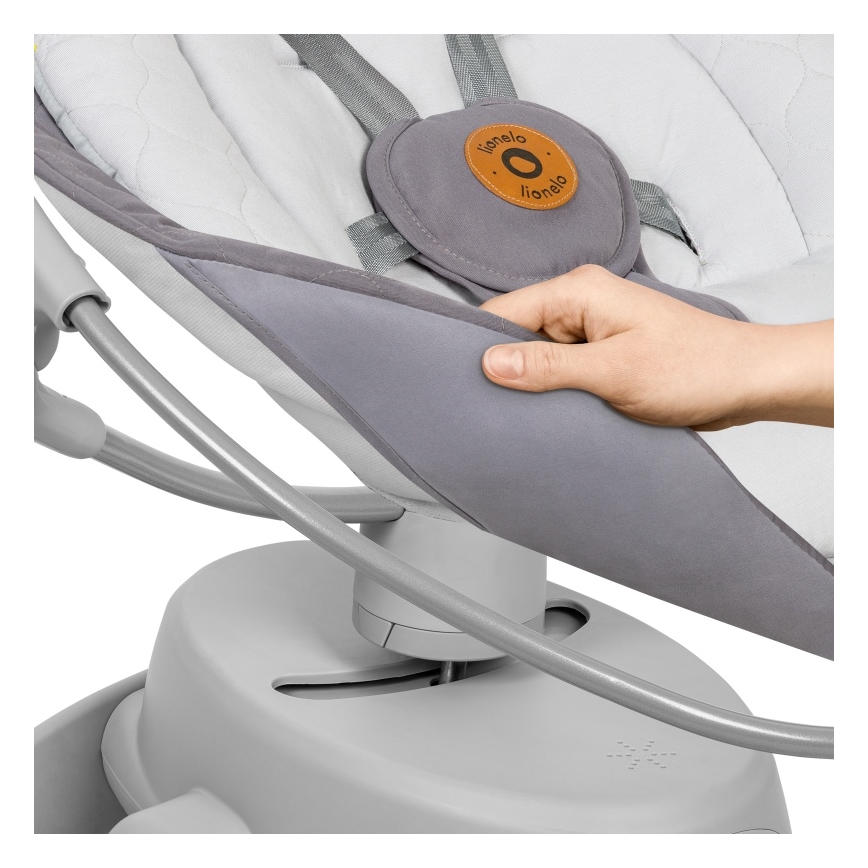 Lionelo - Babygynge med musik MELL Grey Stone 4xAA + fjernbetjening