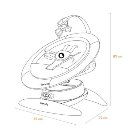 Lionelo - Babygynge med musik MELL Grey Stone 4xAA + fjernbetjening