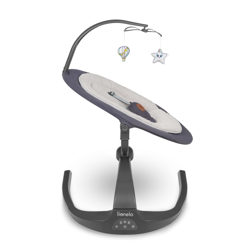 Lionelo - Babygynge med musik RINA 4xAA Grey Concrete + fjernbetjening
