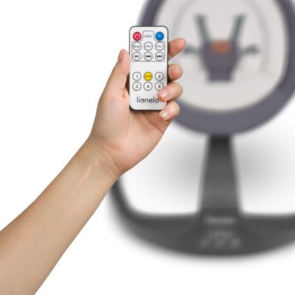 Lionelo - Babygynge med musik RINA 4xAA Grey Concrete + fjernbetjening