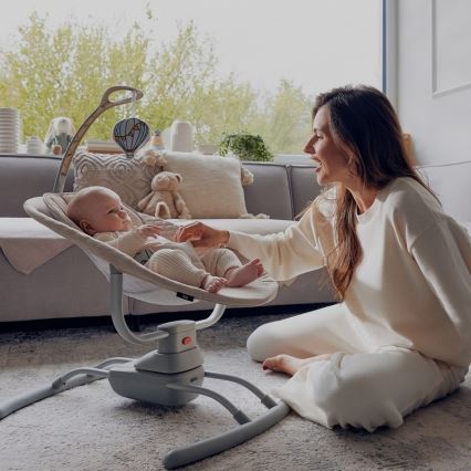 Lionelo - Babygynge med musik RIO 4xC Beige Latte + fjernbetjening