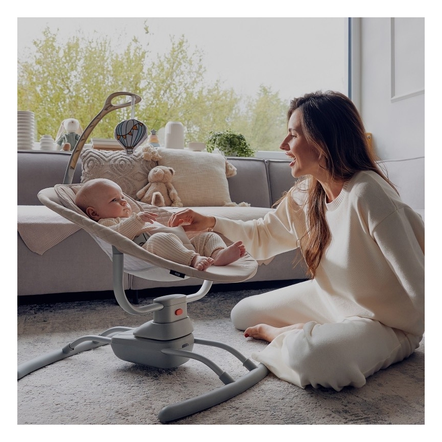 Lionelo - Babygynge med musik RIO 4xC Beige Latte + fjernbetjening