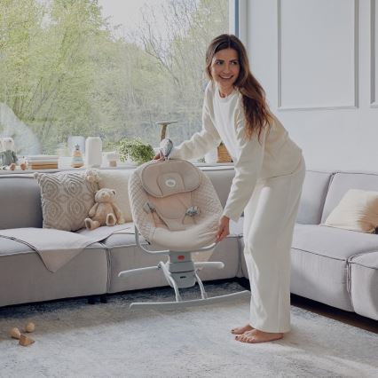 Lionelo - Babygynge med musik RIO 4xC Beige Latte + fjernbetjening
