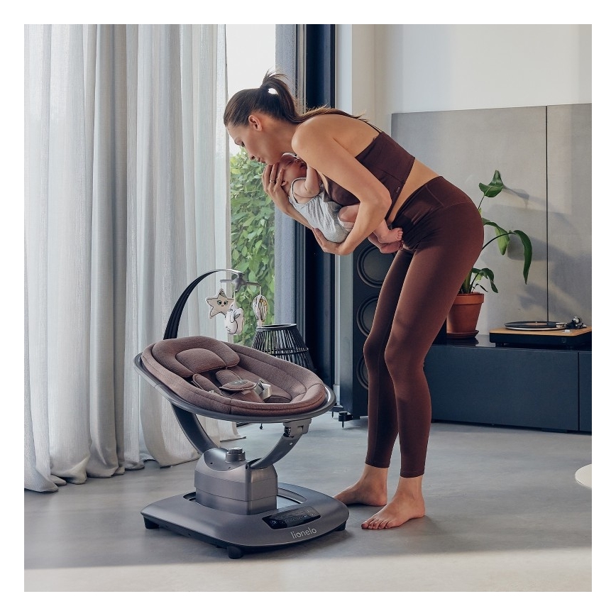 Lionelo - Babygyngestol med melodi BLOSSOM Pink Mauve + fjernbetjening