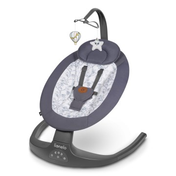 Lionelo - Babygyngestol med melodi RALF 4xAA Grå/Hvid + fjernbetjening