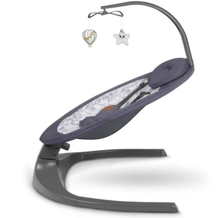 Lionelo - Babygyngestol med melodi RALF 4xAA Grå/Hvid + fjernbetjening