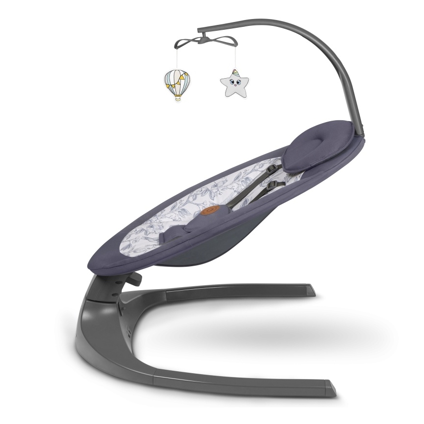 Lionelo - Babygyngestol med melodi RALF 4xAA Grå/Hvid + fjernbetjening