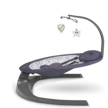 Lionelo - Babygyngestol med melodi RALF 4xAA Grå/Hvid + fjernbetjening