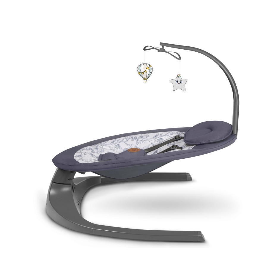 Lionelo - Babygyngestol med melodi RALF 4xAA Grå/Hvid + fjernbetjening