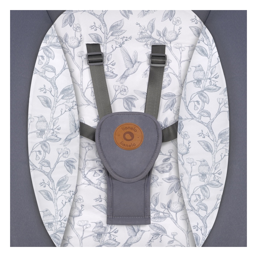 Lionelo - Babygyngestol med melodi RALF 4xAA Grå/Hvid + fjernbetjening