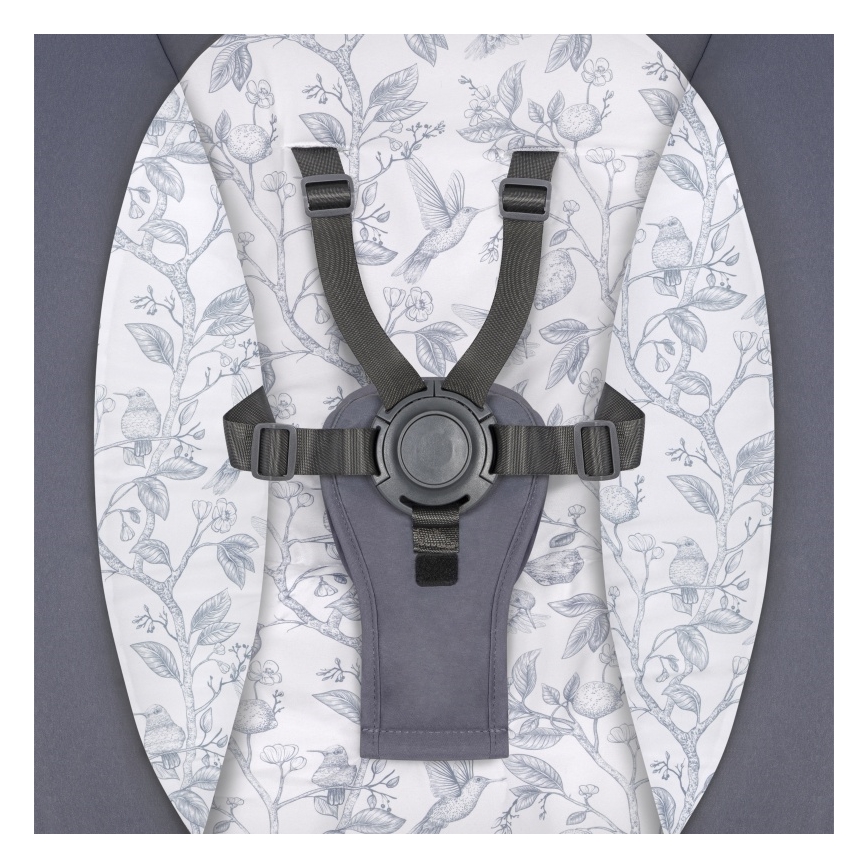 Lionelo - Babygyngestol med melodi RALF 4xAA Grå/Hvid + fjernbetjening