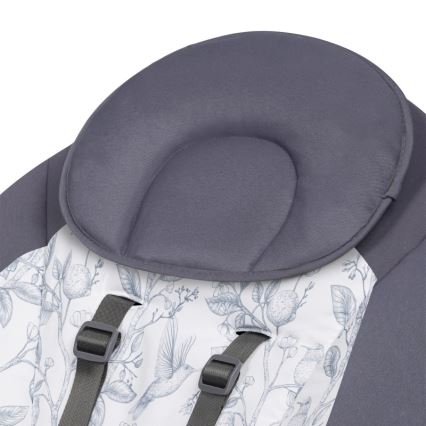 Lionelo - Babygyngestol med melodi RALF 4xAA Grå/Hvid + fjernbetjening