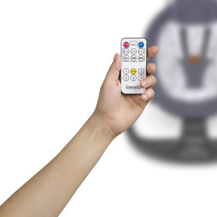 Lionelo - Babygyngestol med melodi RALF 4xAA Grå/Hvid + fjernbetjening