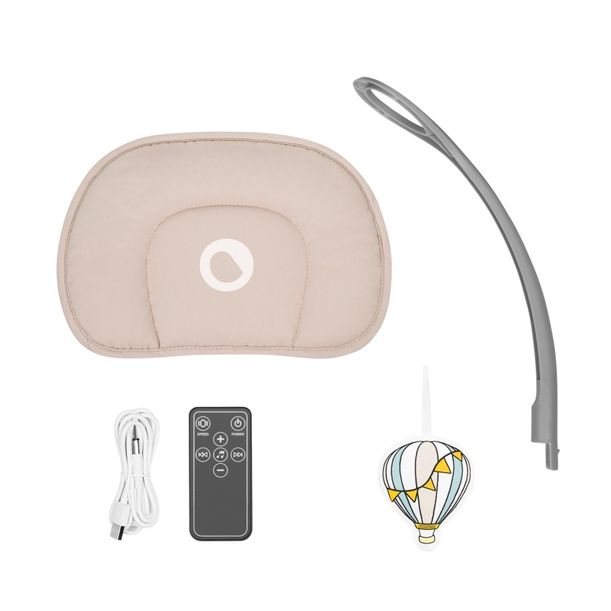 Lionelo - Babysving med melodi RIO 4xC Beige Latte + fjernbetjening