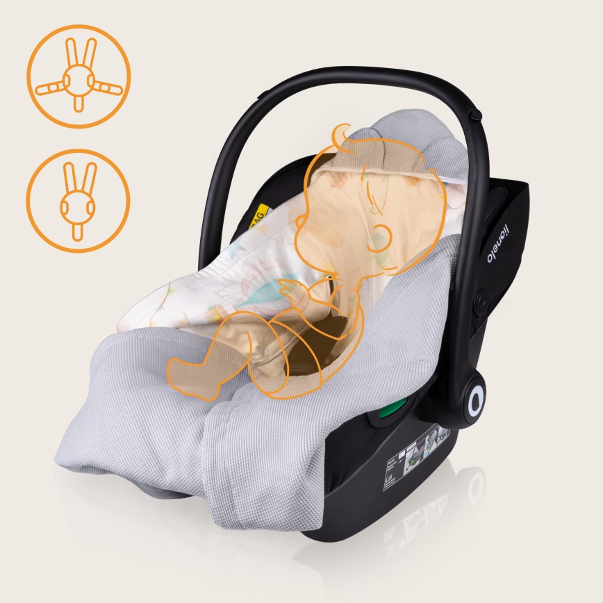 Lionelo - Babysvøb til autostol TRAVEL SWADDLE 90x90 cm Grå Ballon