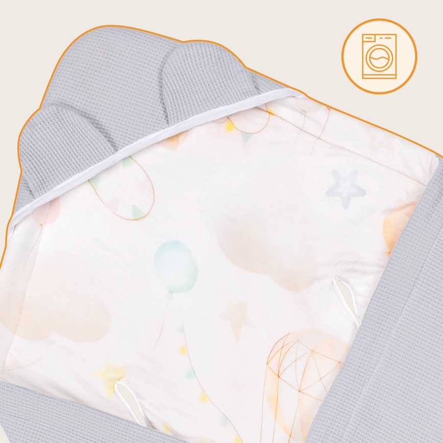Lionelo - Babysvøb til autostol TRAVEL SWADDLE 90x90 cm Grå Ballon