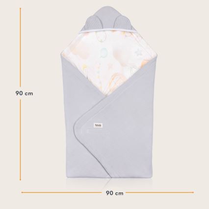Lionelo - Babysvøb til autostol TRAVEL SWADDLE 90x90 cm Grå Ballon
