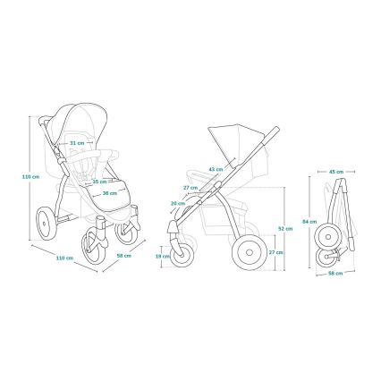 Lionelo - Barnevogn ANNET PLUS sort