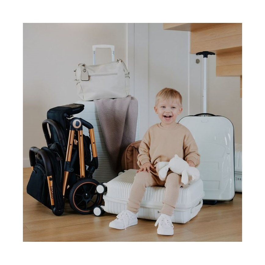 Lionelo - Barnevogn CLOE sort/blå/guldfarvet