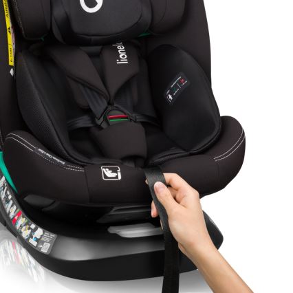 Lionelo - Drejbar autostol med base BASTIAAN ONE i-Size 40-150 cm Black Carbon