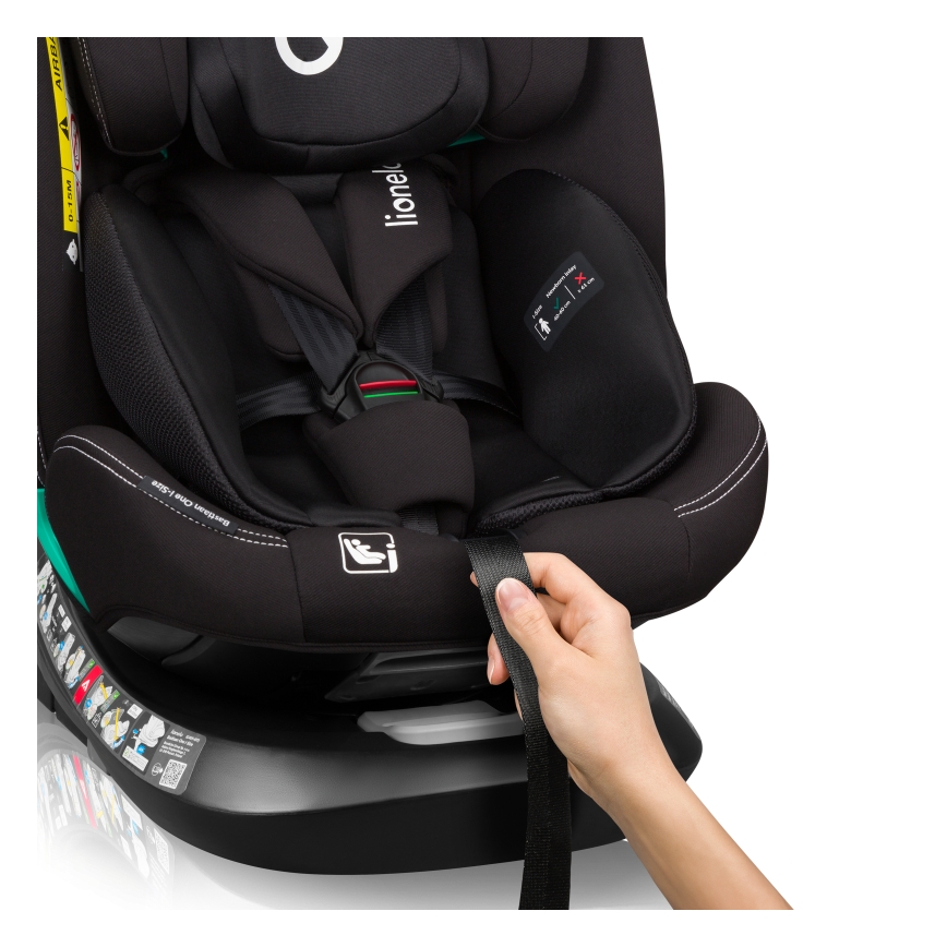 Lionelo - Drejbar autostol med base BASTIAAN ONE i-Size 40-150 cm Black Carbon
